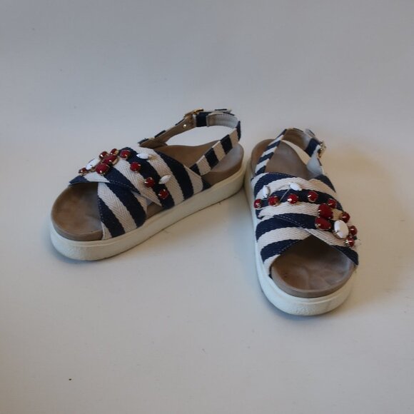 Inuikii Navy‎ & Cream Striped Jewel Sandals (Size 6) - Picture 2 of 8